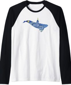 Orca Van Gogh Starry Night Art Van Gogh Painting Whale Raglan Baseball Tee