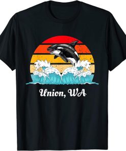 Vintage Union WA Distressed Orca Killer Whale Art T-Shirt