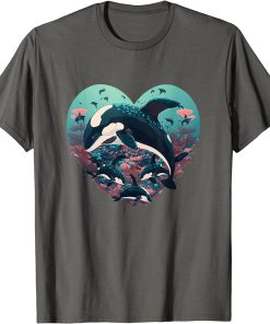 Valentine"s Day Orca Whal Heart T-Shirt