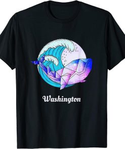 Washington Japanese Paint Geometric Orca Killer Whale T-Shirt