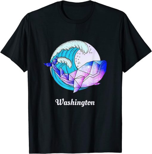 Washington Japanese Paint Geometric Orca Killer Whale T-Shirt