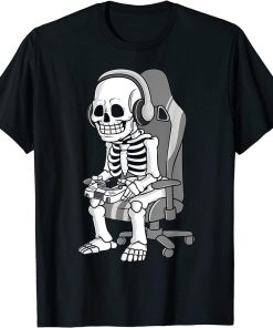 Gaming Halloween Skeleton Scary Gamer Boys Kids T-Shirt