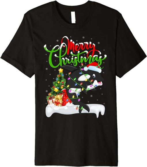 Orca Fish Lover Xmas Decorations Santa Orca Christmas Premium T-Shirt