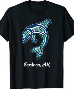 Blue Green Native American Cordova AK Orca Killer Whale T-Shirt