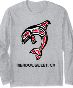 Meadowsweet, California Native American Orca Killer Whale Long Sleeve T-Shirt